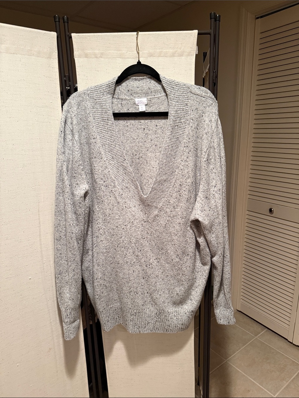 stars above Light Gray Speckled Knit Sweater